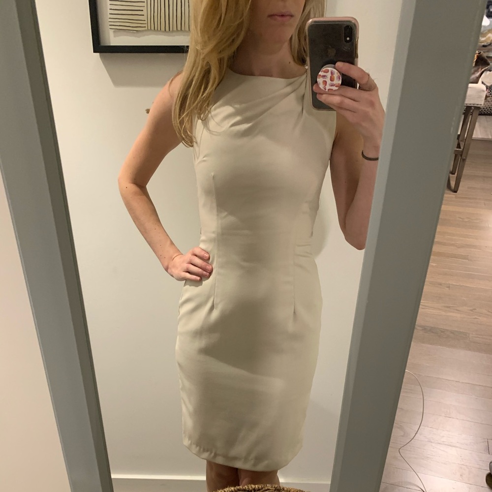 H&M Cream below knee work dress
